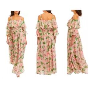 Taylor Off the Shoulder Solid Organza Fit and Flare Dress Size 10